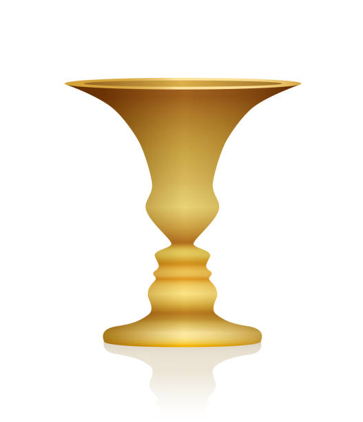 istock Optical illusion. Vase with two faces in profile. Golden colored three-dimensional chalice. In psychology known as identifying figure from background. Isolated vector illustration on white background. 1125127663