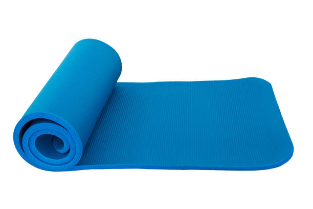 istock Fitness gym mat isolated against white background 1125128204