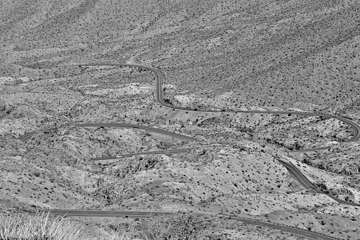 A windy desert road on highway 74 coming into Palm Desert