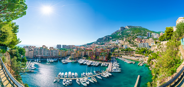 View of Fontvieille, district of Monaco, French Riviera coast, Cote d'Azur