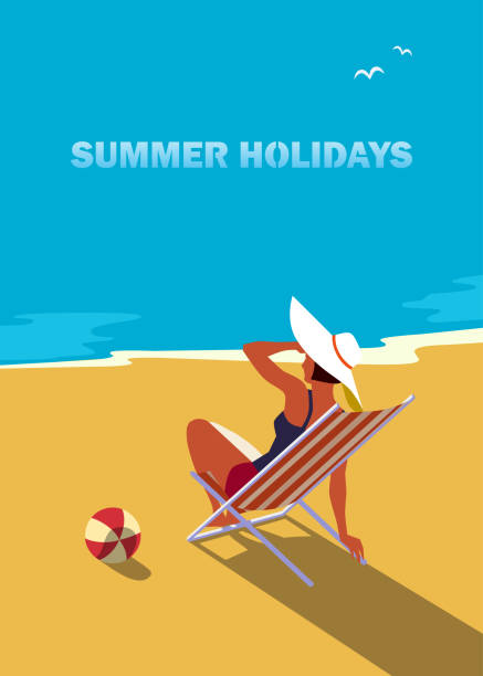 illustrazioni stock, clip art, cartoni animati e icone di tendenza di poster vacanze estive - sand clean beach sea