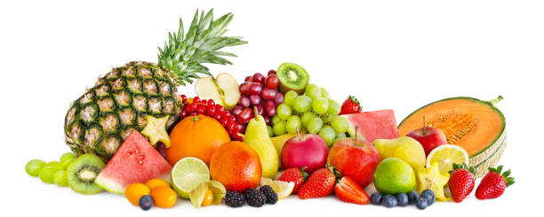 istock Selection of fruits against white background 1125138091
