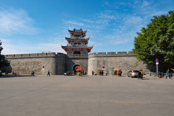 Chaozhou China, January 1 2019, Tourist visit Chaozhou ancient wall Chaozhou China, January 1 2019, Tourist visit Chaozhou ancient wall chaozhou guangdong stock pictures, royalty-free photos & images