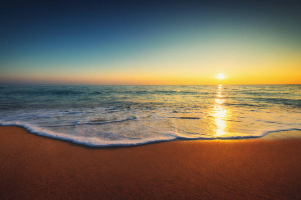 istock Sea wave close up, low angle view, sunrsie shot 1125158043