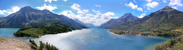 Panorama of Waterton Lakes stock photo