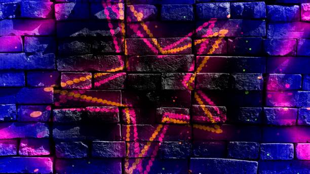 Star shapes on a bright background. Virtual graffiti. Abstract image, drawn on a photo of a brick wall. stock photo
