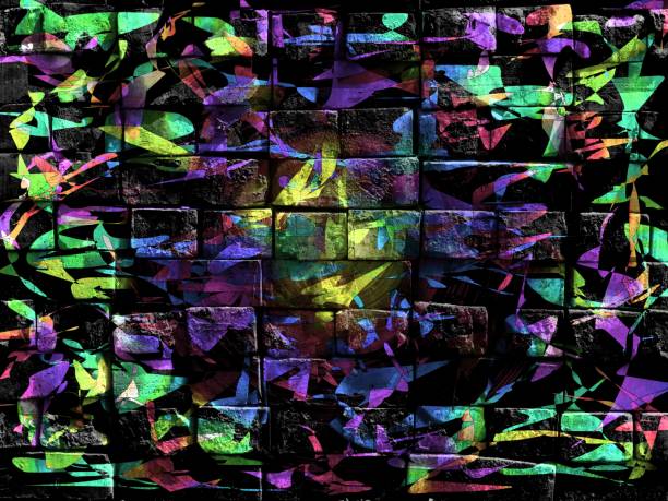 istock Colorful surreal world. Virtual graffiti. Abstract image, drawn on a photo of a brick wall. 1125165302
