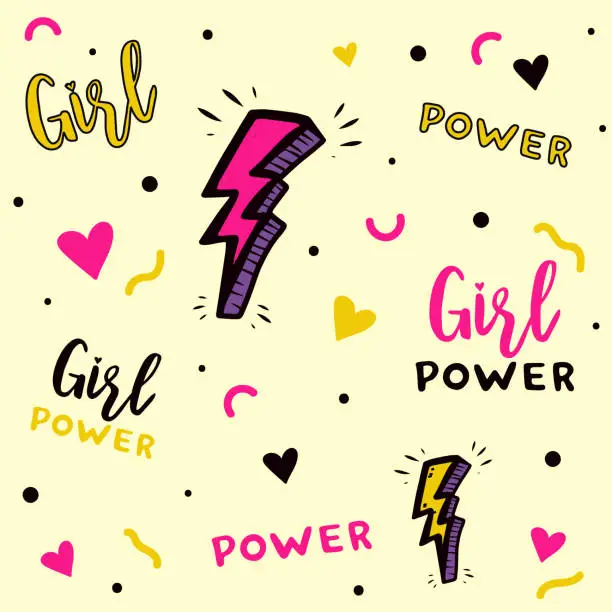 Vector illustration of Girl power pattern