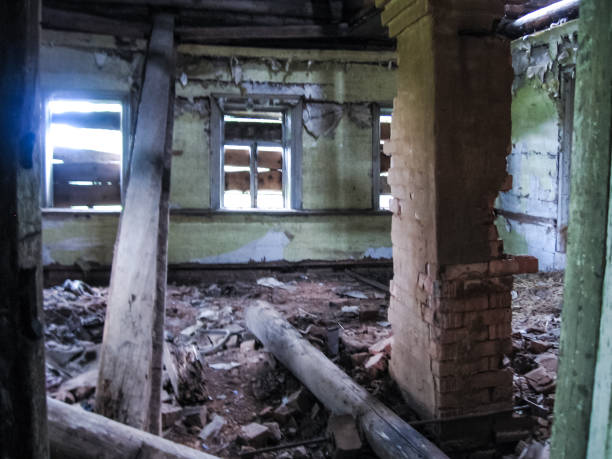 istock An old abandoned wooden house. Interior 1125170068