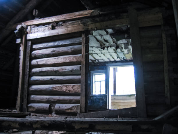istock An old abandoned wooden house. Interior 1125170069