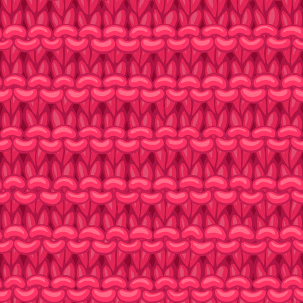 Vector Garter Stitch Stripe Pattern. Ð¡otton hand-knitted fabric material. High detailed knitting boundless background. Hand-drawn pink jersey knitwear. knitting textile wool infinity stock illustrations