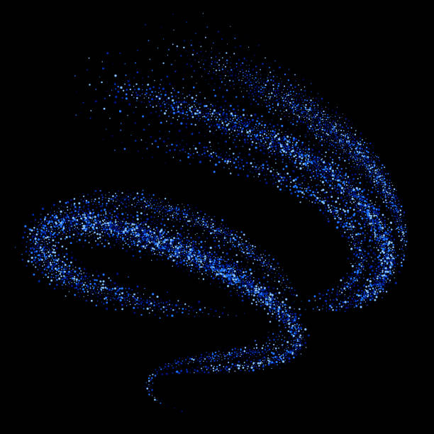 ilustrações de stock, clip art, desenhos animados e ícones de blue shimmering swirl, vortex or spiral. glittering dynamic star dust trail - wizardry