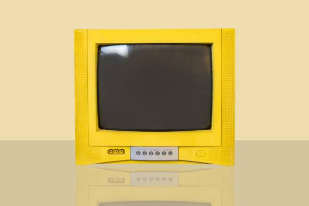 istock Retro old television from 80s on yellow background. 1125193082