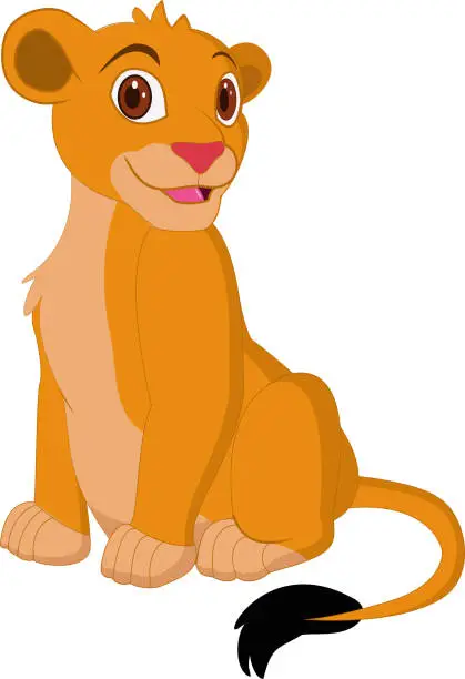 Vector illustration of Cute lionness cartoon