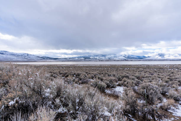 istock Desert landscape in winter with snow covered mountains 1125200126