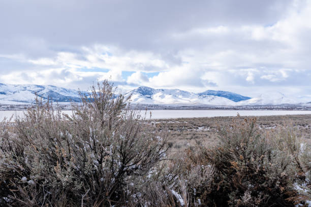 istock Desert landscape in winter with snow covered mountains 1125200228