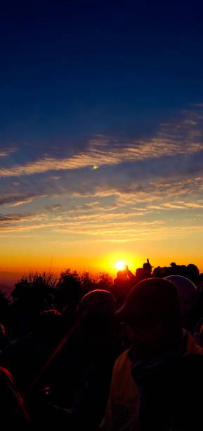 istock Sunset point golden sun setting down in the sky 1125216584