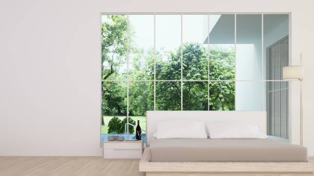 istock 3D Rendering corner interior bedroom space and view nature 1125228472