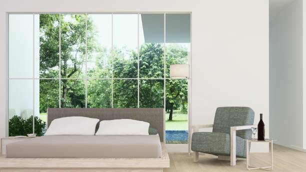 istock 3D Rendering corner interior bedroom space and view nature 1125228473