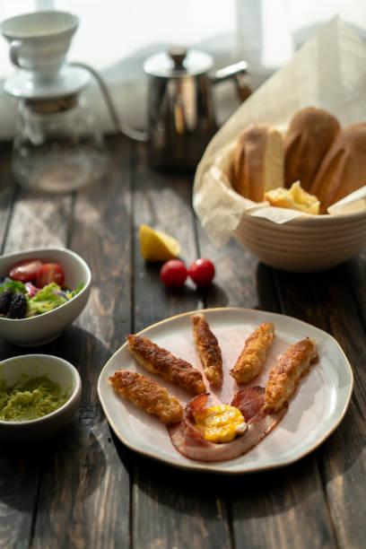 istock healthy breakfast: toast and salad 1125232797