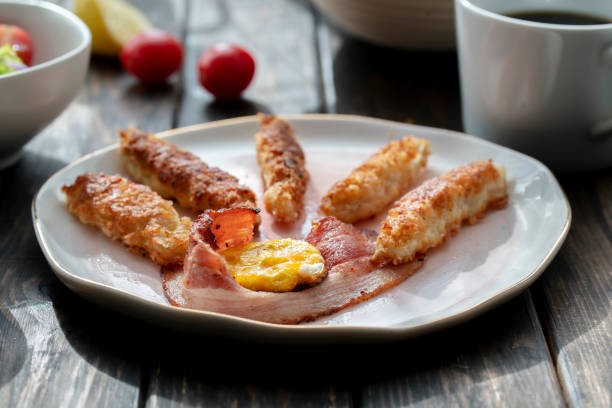 istock healthy breakfast: toast and salad 1125232862