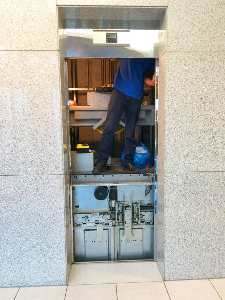Elevator Maintenance stock photo