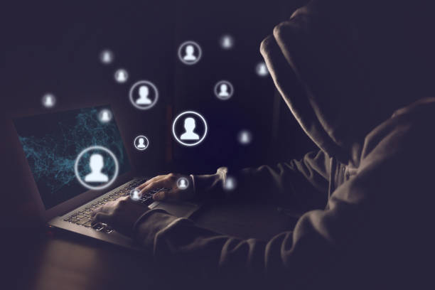 Hacker internet computer crime cyber attack network security social media people