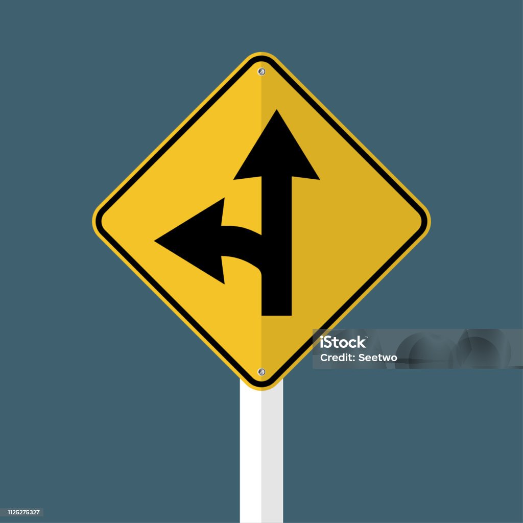 Split Turn Left Turn Split Sign Isolated On Grey Sky Backgroundvector Illustration ...