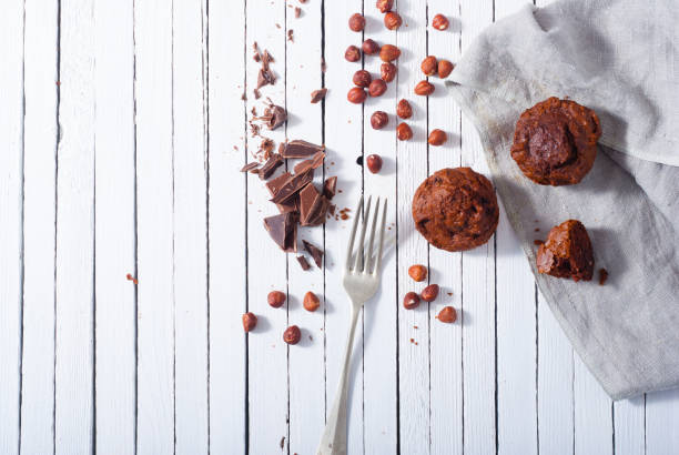 Muffin de chocolate, hatelnut - foto de stock