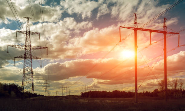 istock high-voltage  power lines at sunset. electricity distribution station. high voltage electric transmission tower. 1125277652