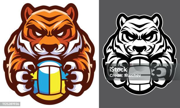 Tiger Volleyball Mascot Stock Illustration - Download Image Now - Tiger,  Animal, Animal Body Part - iStock