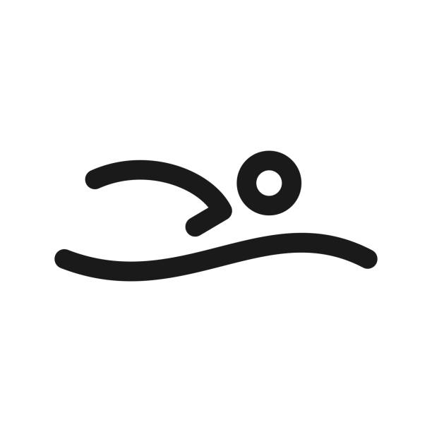 illustrations, cliparts, dessins animés et icônes de nageur ligne silhouette concept logo calibre d’icône isolé sur fond blanc. piscine - silhouette water men jumping