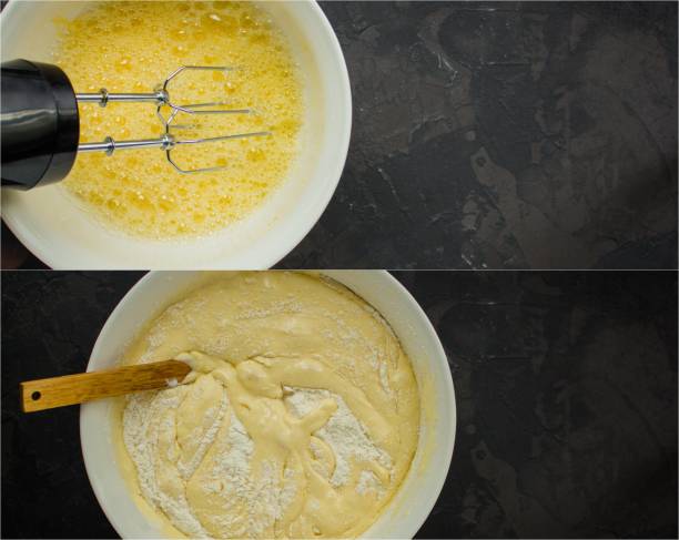 istock raw dough (eggs, flour and other ingredients recipe). food background. copy space 1125288220