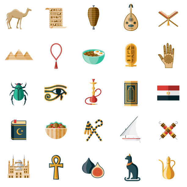 illustrations, cliparts, dessins animés et icônes de l’égypte icon set - egyptian culture hieroglyphics human eye symbol