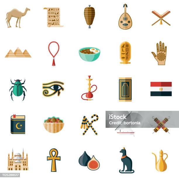 Egypt Icon Set Stock Illustration - Download Image Now - Scarab Beetle, Islam, Praying