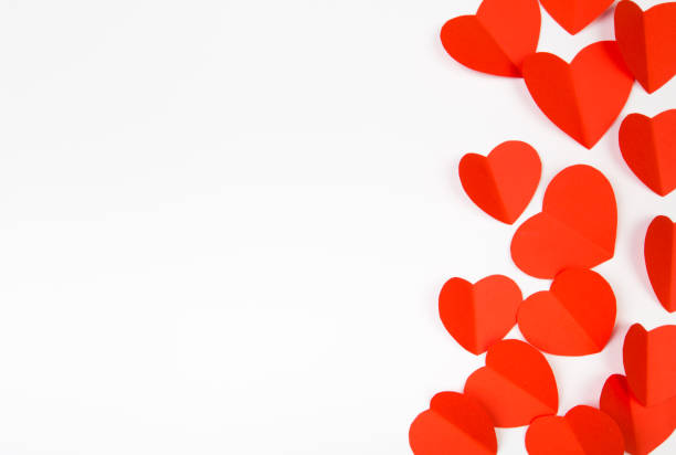 istock Valentine day background with red hearts, top view - Image 1125289067