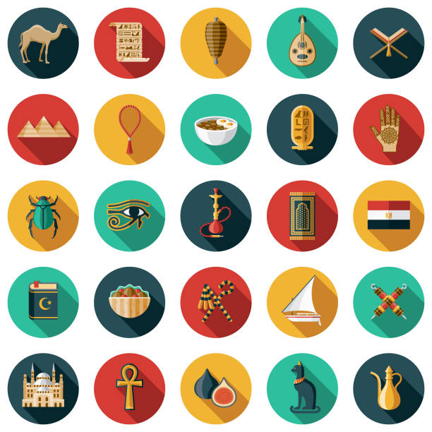 ägypten-icon-set - egypt islam cairo mosque stock-grafiken, -clipart, -cartoons und -symbole