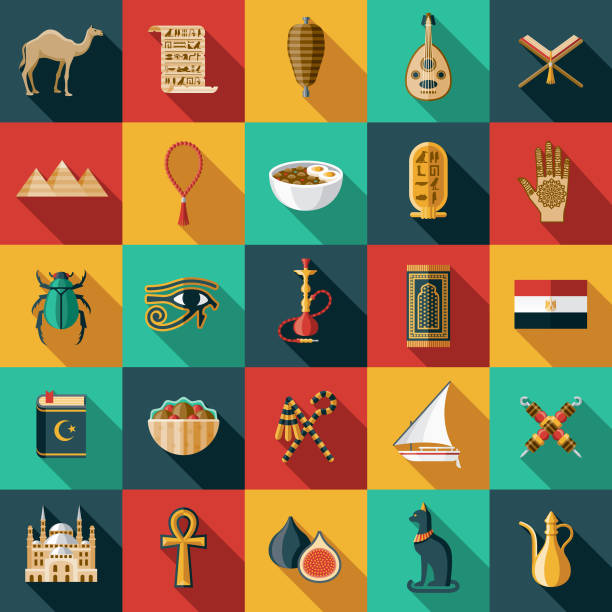 ägypten-icon-set - egypt islam cairo mosque stock-grafiken, -clipart, -cartoons und -symbole