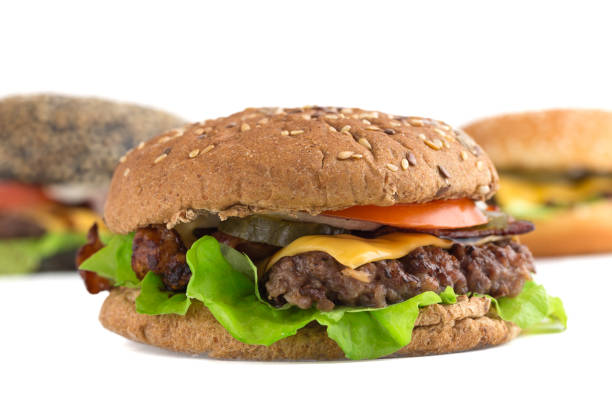 istock Big burger close up on a white background. 1125299578
