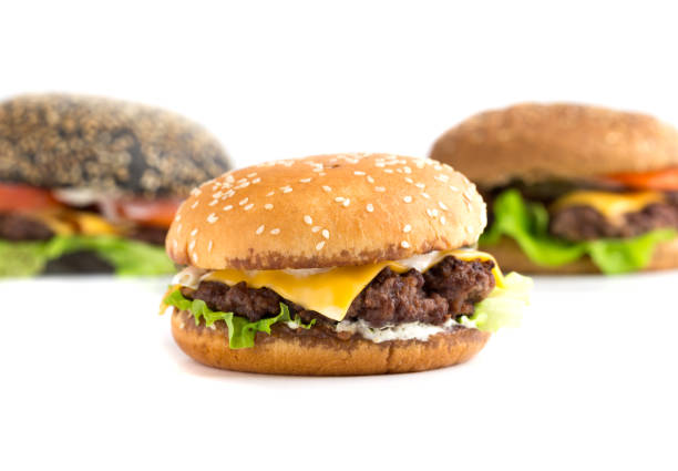 istock Big burger close up on a white background. 1125299679