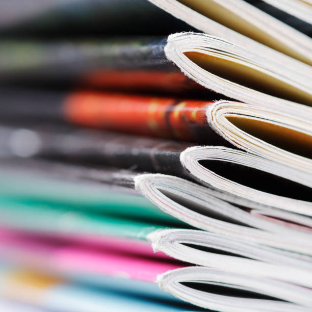 istock Close-up photograph of a stack of old magazines 1125300013