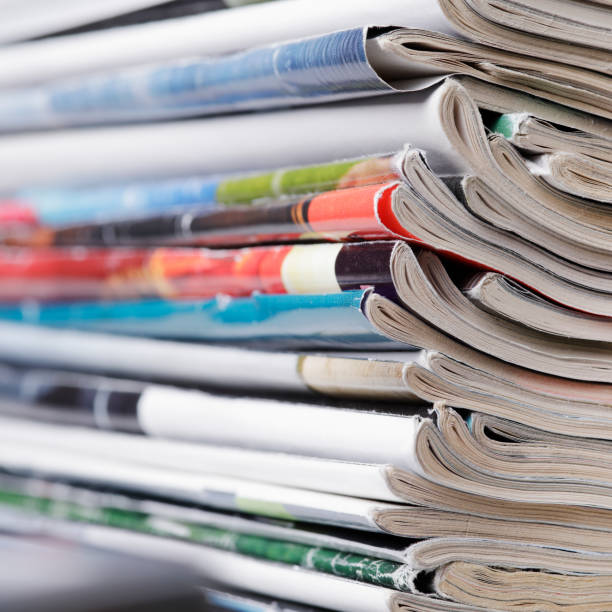 istock Close-up photograph of a stack of old magazines 1125301837