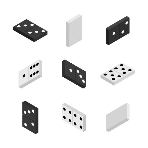 illustrazioni stock, clip art, cartoni animati e icone di tendenza di elementi 3d per riprodurre domino, illustrazione vettoriale. - domino rectangle three dimensional shape leisure games
