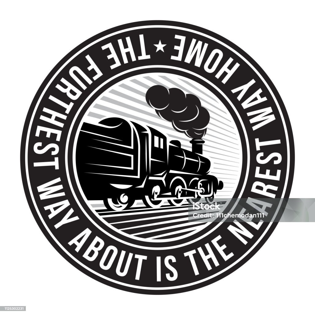Monochrome pattern for design with retro train. Vector scalable illustration. Caboose stock vector