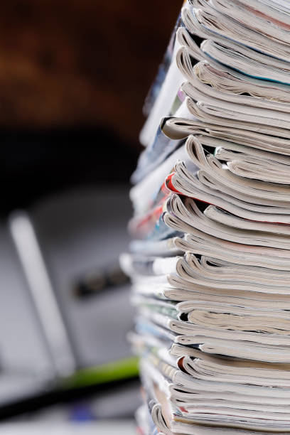 istock Close-up photograph of a stack of old magazines 1125302876