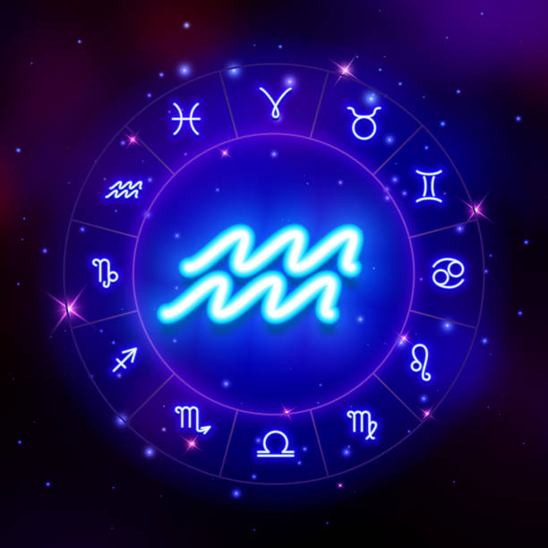 istock Aquarius zodiac sign, horoscope symbol, vector illustration 1125303005