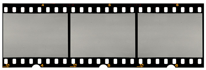 real long 35mm film strip or material on white