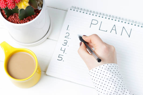 istock Inscription Plan in notepad, close-up, top view, concept of planning, goal setting 1125304749