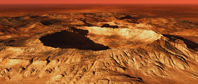 The image of the Mars landscape  3D illustration