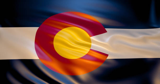istock Colorado flag in the wind . 3d illustration 1125314671